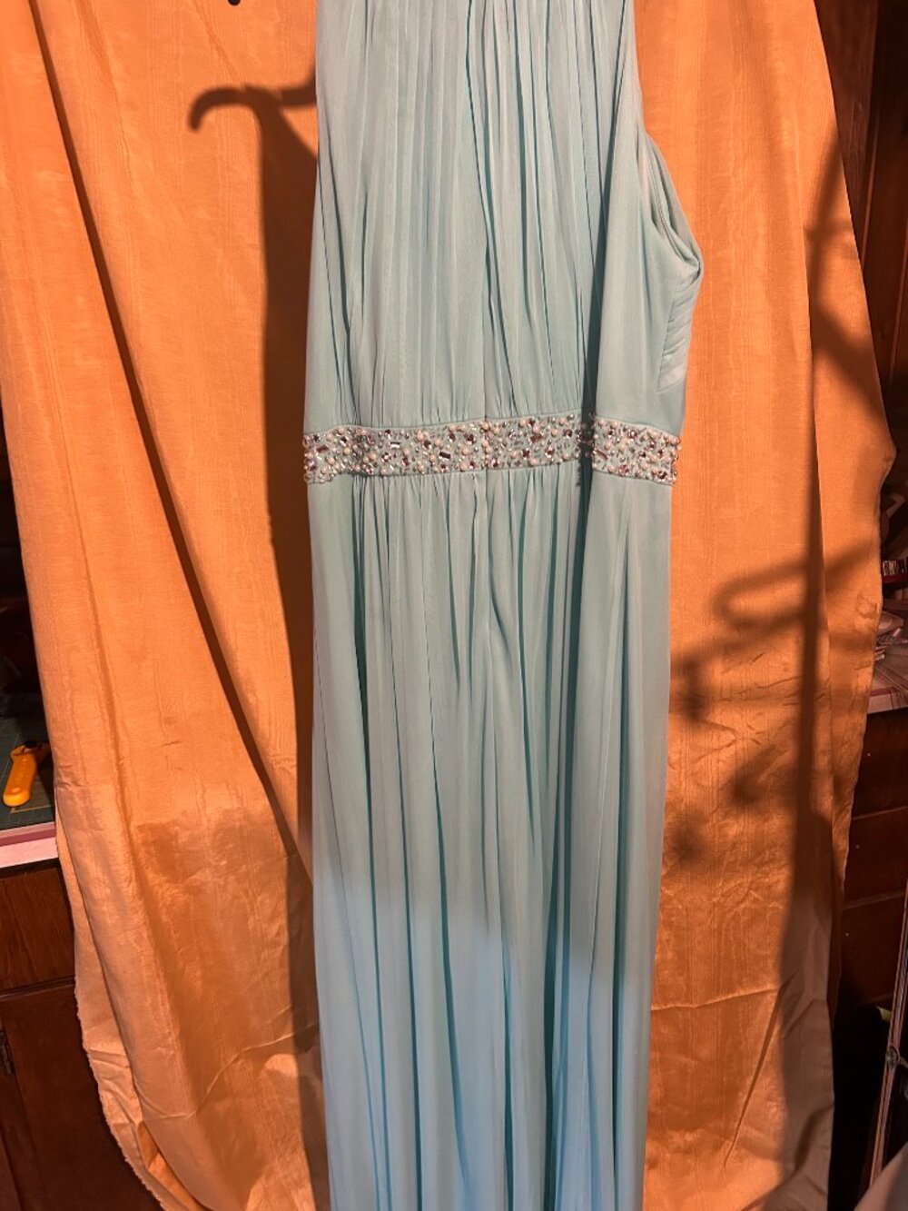 Jessica Howard formal dress mint green sleeveless long formal dress w pleate - Picture 4 of 5